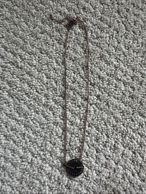 Delicate Black Crystal Disc Pendant Necklace - Women's Jewelry